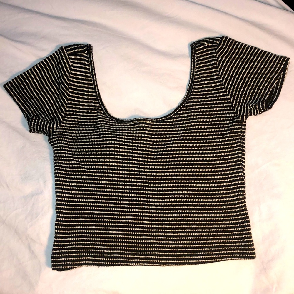 Cropped black and white striped top